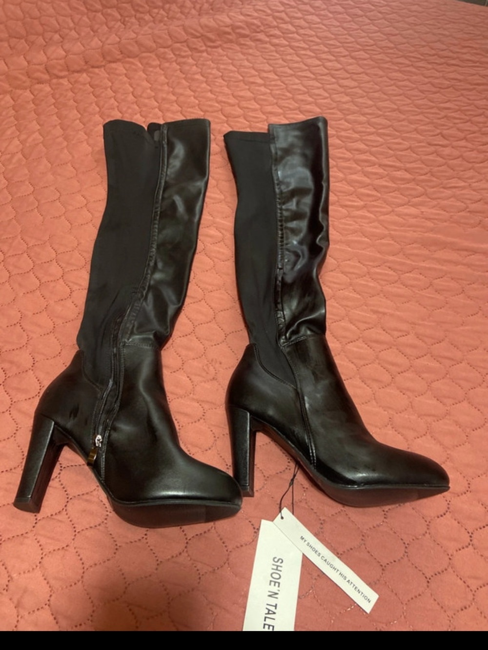 ShoeNTale Black Knee-High Stiletto Boots